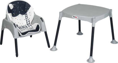 TommyBaby 3 in 1 Çalışma Masalı ve Pedli Mama Sandalyesi GRİ