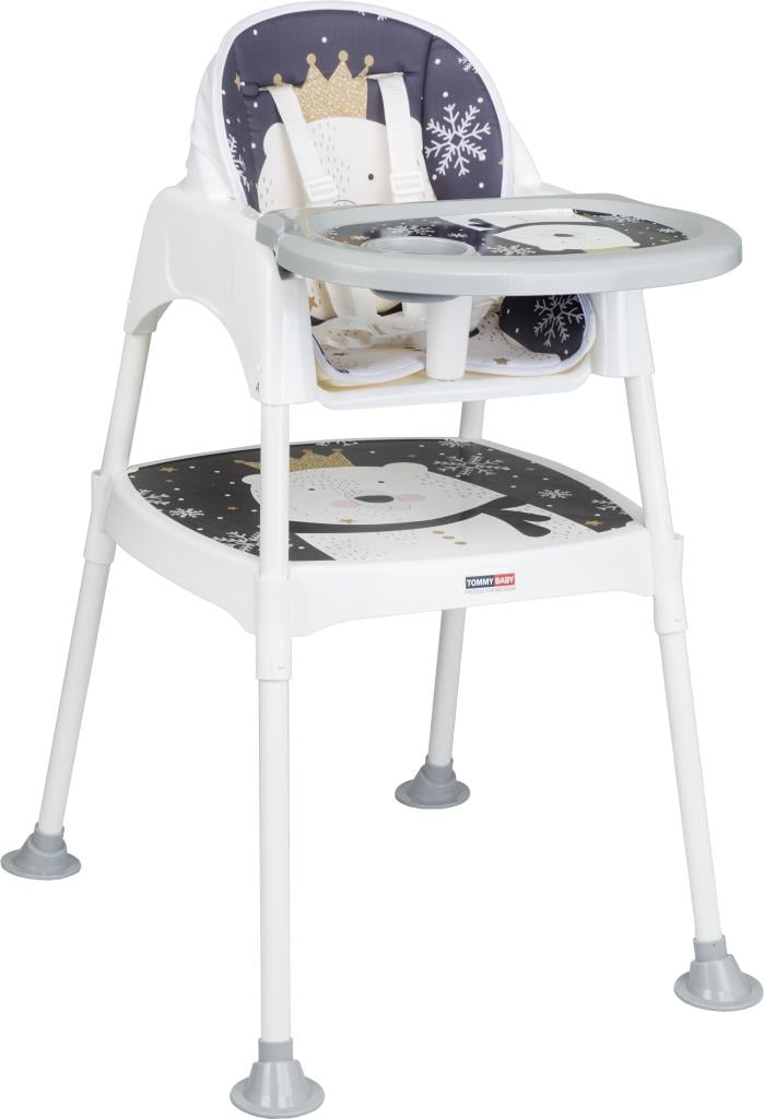 TommyBaby 3 in 1 Çalışma Masalı ve Pedli Mama Sandalyesi GRİ