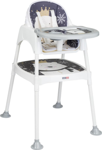 TommyBaby 3 in 1 Çalışma Masalı ve Pedli Mama Sandalyesi GRİ