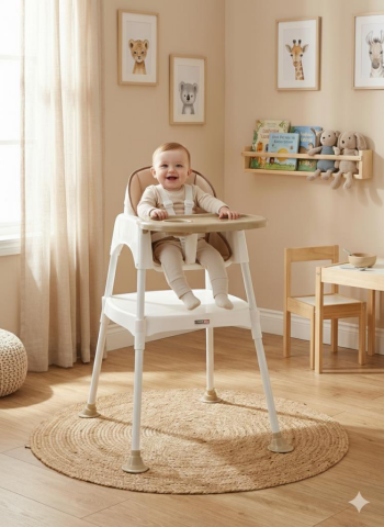 TommyBaby 3 in 1 Çalışma Masalı ve Pedli Mama Sandalyesi KAHVERENGİ