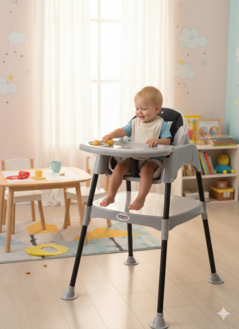 TommyBaby 3 in 1 Çalışma Masalı ve Pedli Mama Sandalyesi KAHVERENGİ