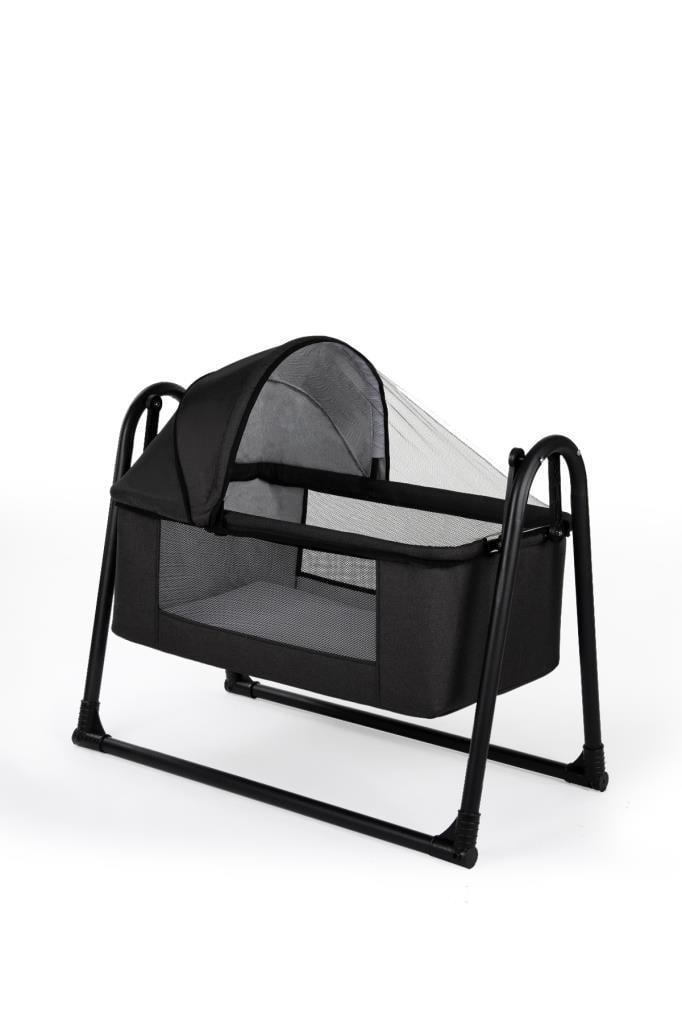 TommyBaby Sedef Sepet Beşik Portatif Bebek Beşiği Sallanır Beşik SİYAH