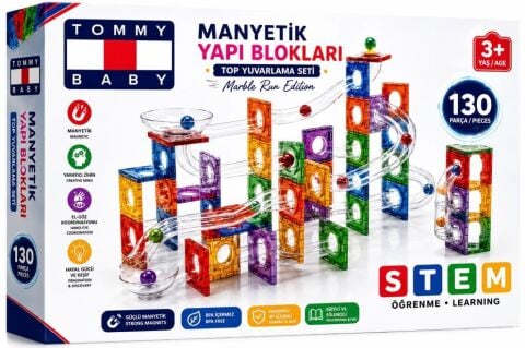 Manyetik Yapı Blokları –Top Yuvarlama  Seti  Çocuklar İçin Renkli 3 Boyutlu 130 Parça Manyetik Oyun Seti