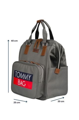 TommyBaby Soft Anne Bebek Bakım Sırt Çantası Termal Biberonlu Bebek Arabası Askı Aparatlı SİYAH