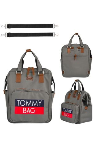 TommyBaby Soft Anne Bebek Bakım Sırt Çantası Termal Biberonlu Bebek Arabası Askı Aparatlı FÜME